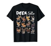 Deer Shirt Deer of The World Educational Deer Lover Hunter Value Graphic T-Shirt, Men, Black, XL
