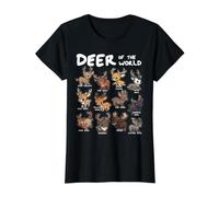 Deer Shirt Deer of The World Educational Deer Lover Hunter Value Graphic T-Shirt, Women, Black, S