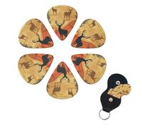 Deer Show Guitar Picks 6 Pack 3 Different Thickness Celluloid Guitar Plectrums with Guitar Pick Holder Personalized Guitar Pick for Acoustic Guitar, Electric Guitar, Bass