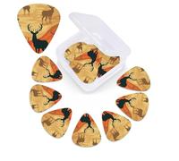 Deer Show Print Guitar Picks 12 Pack Guitar Plectrums with Storage Box Bass Picks For Acoustic Guitar Bass Electric Ukulele Includes 0.46mm, 0.71mm, 0.96mm