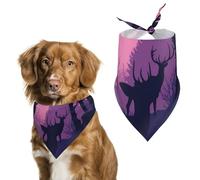 Deer Silhouette Dog Bandana Triangle Dog Scarf Washable Polyester Dog Bibs Cute Pet Bandana for Medium Large Dogs Puppy and Cats