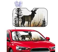 Deer Silhouette Front Window Sunshade Keep Cooler Windshield Cover Foldable Car Window Covers Universal For Vehicle Va-Ns Auto S