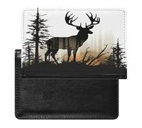 Deer Silhouette Passport Holder Cover Wallet RFID Blocking Leather Passport Wallet Passport Cover Passport Protector Credit Card Hold Travel Accessories