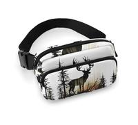 Deer Silhouette Printed Fanny Pack Fanny Packs for Women Men,Crossbody Bag Large Chest Bag with Adjustable Strap for Outdoors Workout Traveling Casual Running, Deer Silhouette, 20x13cm