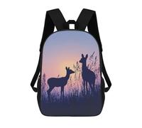 Deer Silhouettes at Sunset Backpack, 3D Printed School Bag, School Lunch Bag, Travel Backpack, Friends Backpack, School Backpack for Girls And Boys 17inch