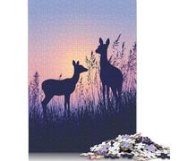 Deer Silhouettes at Sunset Puzzle 300 Pieces Jigsaws Puzzles Wooden Puzzles Learning Educational Toy 300pcs (40x28cm)
