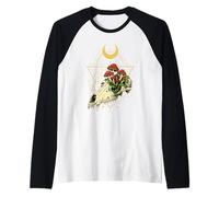 Deer Skull Head Animal Bone Mushrooms Occult Vulture Culture Raglan Baseball Tee