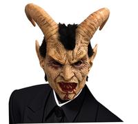 Deer Skull Mask, Demon Mask Realistic Full Face Animal Skull with Hair & Bloody Mouth & Special Ears Scary Halloween Decorations for Adult