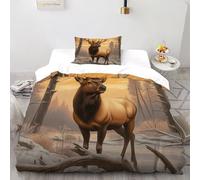 Deer Snow Bedding Set 3D Design Serene ForestAnimal Duvet Cover Set Chic Breathable Comforter Cover Suitable for Family,couple,children Pillowcase Single（135x200cm）