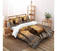 Deer Snow Bedding Set Theme Bedspread Serene ForestAnimal Duvet Cover Set Microfiber Comforter Cover Universal for All Seasons Pillowcase Super King（260x220cm）