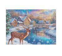 Deer Snow Forest 300 Piece Jigsaw Puzzle for All Ages Happy Time Easter Gift Idea Family Gathering Durable Pieces Stress Relief Home Decor 300 PCS