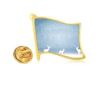 deer snow weather pattern Golden Metal Flag Lapel Pin Badge