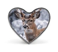 Deer Snow Winter Button Pin Round Metal Badge Aesthetic Lapel Pin for Clothes Hats Backpacks Wildlife Gift