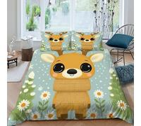 Deer Snowflake Bedding Set Theme Bedspread Winter ForestAnimal Duvet Cover Set Microfiber Comforter Cover Suitable for Family,couple,children Pillowcase King（220x240cm）