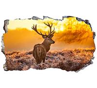 Deer Stag Forest V102 3D Magic Window Wall Sticker Self Adhesive Poster Wall Art Space Scene Size 1000mm Wide x 600mm deep (Large)