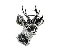 Deer, Stag Ladies Ring, Adjustable, English Pewter, Handmade, Roe Deer Head (ab)
