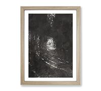 Deer Stag Within The Forest In Abstract Modern Framed Print | A2 Oak Framed Wall Art | Ready to Hang | Abstract Animal Picture | Living Room Bedroom Lounge Office