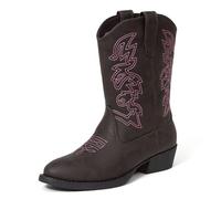 Deer Stags Boy's Ranch Western Boot, Dark Brown/Pink, 2 Little Kid