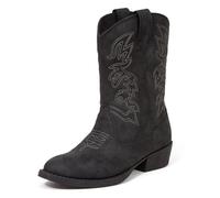 Deer Stags Boy's Ranch Western Boot, Dark Grey, 1 Little Kid