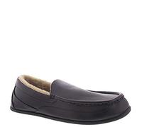 Deer Stags Mens Slippers, Black Faux Leather, 10 UK