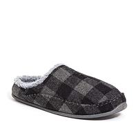 Deer Stags Mens Slippers, Grey/Black Plaid, 11 UK