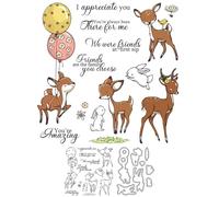 Deer Stamps and Die Cuts for Card Making Rabbit Transparent Silicone Clear Stamp and Metal Cutting Dies Sets for DIY Scrapbooking Paper Crafting Seals Decorative Supplies