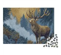 Deer Standing in The Misty Forest Rätsel Für Erwachsene || 1000pcs (75x50cm) Puzzles Lernspiele Home Decor Puzzles
