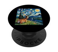 Deer Starry Night Van Gogh Serene Forest Animal Art PopSockets Adhesive PopGrip