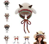Deer Storage Hat - Creative Festive Christmas Antler Hat & Handbag 2-In-1,Windproof Convertible Knitted Antler Beanie Cap, Spread Holiday Cheer