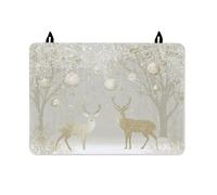 Deer Stove Top Cover for Electric Stove, Christmas Festive Snowflakes Christmas Ornaments Gold Waterproof Stovetop Cover Board for Glass Surface Cabin Kitchen Decor 28x20 Inch
