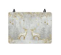 Deer Stove Top Cover for Electric Stove, Christmas Festive Snowflakes Trees Christmas Gold Pu Surface Stovetop Cover Board for Glass Surface Home Kitchen Decor 28x20 Inch