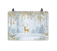 Deer Stove Top Cover for Electric Stove, Winter Christmas Snowflakes Christmas Trees Winter Gold Rubber Non-Slip Cover for Glass Top Electric Rv Kitchen Decor 28x20 Inch