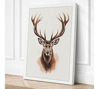 Deer Study Botanical Canvas Wall Art Print 24x16 Inch