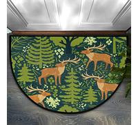 Deer Tree Half Round Door Mat Indoor Entrance Rugs Non-Slip Semi Circle Area Rug Welcome Doormat 24 x 36 Durable Absorbent Floor Mats for Home Kitchen Living Room