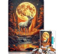 Deer Under The Full Moon 1000 Piece Jigsaw Puzzle for Adults Teens,Help The Brain Exercise Addictive Toys to Cultivate Patience Suitable for Couples 50x75cm