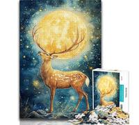 Deer Under The Moon 1000 Piece Jigsaw Puzzles for Adults,Challenging To Complete But Fun And Humorous Unique Home Decor And Gifts (38x26cm)
