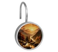 Deer under the Sunset Stainless steel Shower curtain hook