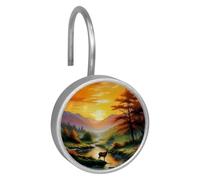 Deer under the Sunset Stainless steel Shower curtain hook