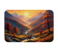 Deer under the Sunset Technology Fabric floor mat