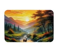 Deer under the Sunset Technology Fabric floor mat