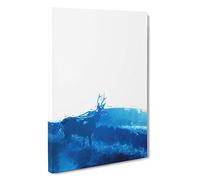 Deer Upon the Hill Canvas Print | Gallery Wrapped 30mm Frame Wall Art | 30x20 inches | Ready to Hang | Abstract Animals Picture | Living Room Bedroom Lounge Office