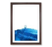 Deer Upon The Hill in Abstract Framed Print | A2 Walnut Framed Wall Art | Ready to Hang | Abstract Animal Picture | Living Room Bedroom Lounge Office