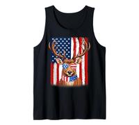 Deer US America Flag Men Women 4th of July Patriotic Tank Top