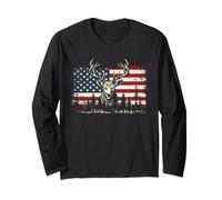Deer US Flag - Buck Hunting Lover Big Game Hunter Long Sleeve T-Shirt