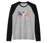 Deer US Flag - Buck Hunting Lover Big Game Hunter Raglan Baseball Tee