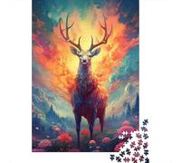 Deer Vibrant Forest 1000 Piece Jigsaw Puzzle Paper for Adults Colorful Scene Puzzle Game for Family Relaxation Gift 38x26cm/1000pcs
