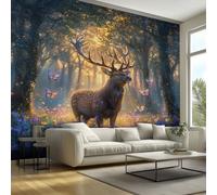 Deer Wallpaper - Fantasy Enchanted Forest Wall Paper, Deer Home Decor, Non-Woven Waterproof Print Wallpapers for Bedroom Living Room, Feature Walls Mural 450x315 cm - Jhd45