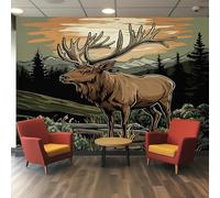 Deer Wallpaper - Rustic Hunting Wildlife Wall Mural - Wall Murals for Living Room Bedroom - Photo Wallpaper & Home Decor Art - 315 x 215 cm H837