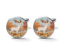 Deer Wearing Flowers Alloy Cufflinks for Men 17mm 20mm Shirt Cuff Links for Wedding Business Formal Dress Father's Day Birthday Gift for Him