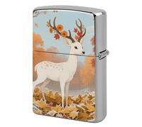 Deer Wearing Flowers Lighter Case Metal Double-Sided Lighter Cover Pocket Lighters Sleeve Windproof Lighters Accessories for Men Women